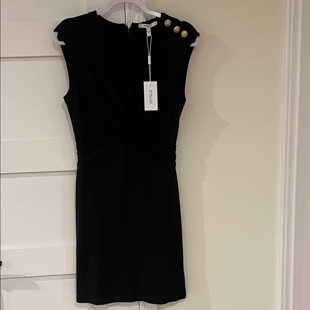 Derick Lam 10 Crosby Black Sleeveless Dress with Gold Button Accents Size SP NWT